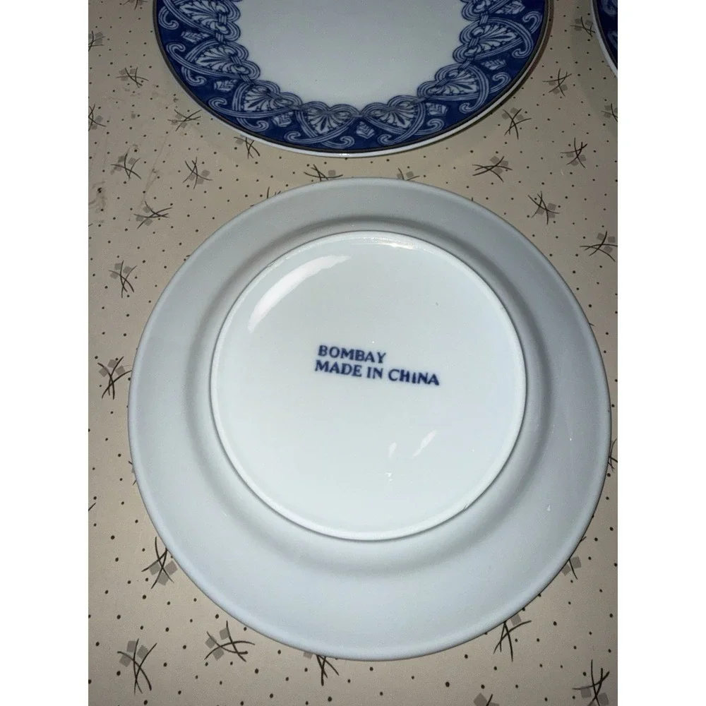 BOMBAY - Arabesque Tile Blue And White - Salad Plate - Set of 4 ..7 7/8